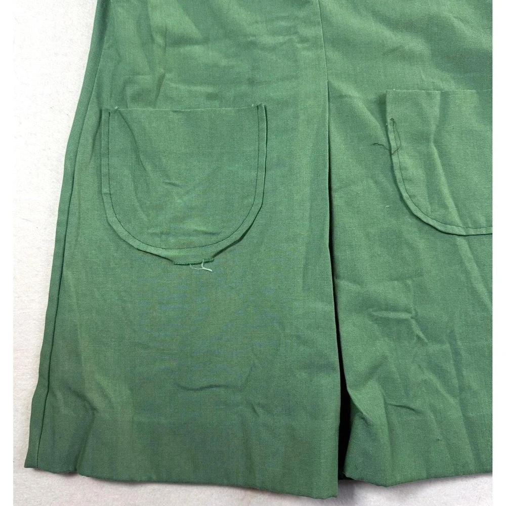 1960s Girl Scouts Uniform Culotte Romper Girls 10 Green Shift Button USA